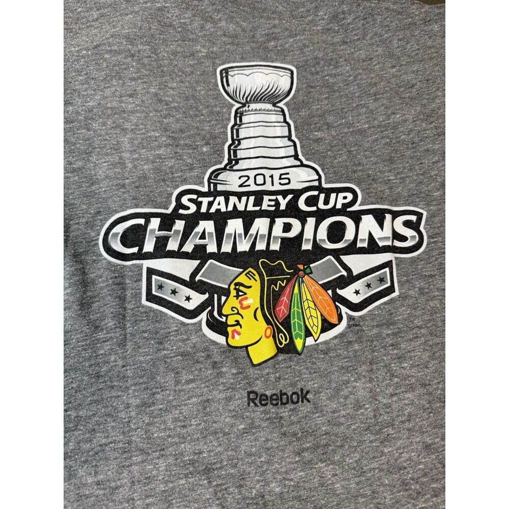 Reebok Chicago Blackhawks 2015 Stanley Cup Champions Signature Shirt Small S